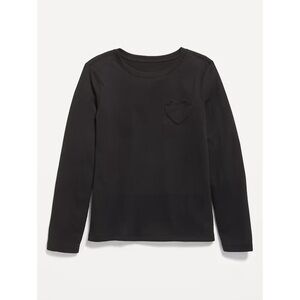 Crewcuts by J Crew Charcoal Gray Long Sleeve Heart Pocket Tee Girls L 10/11